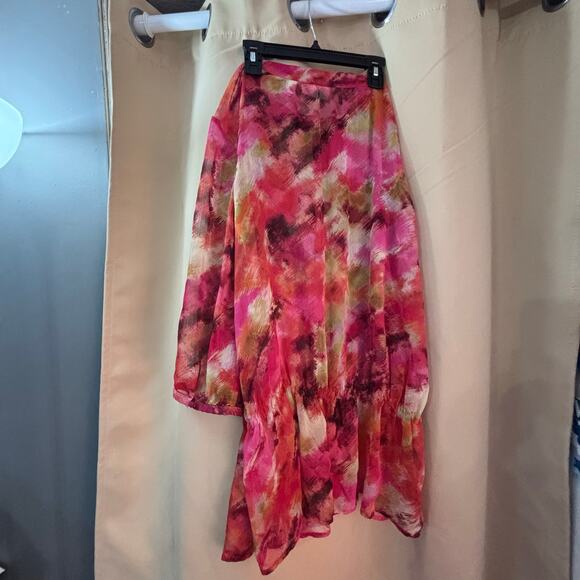 Chico’s Size 2 Sheer Tunic Blouse Pink Multicolor Abstract Print - Picture 4 of 4